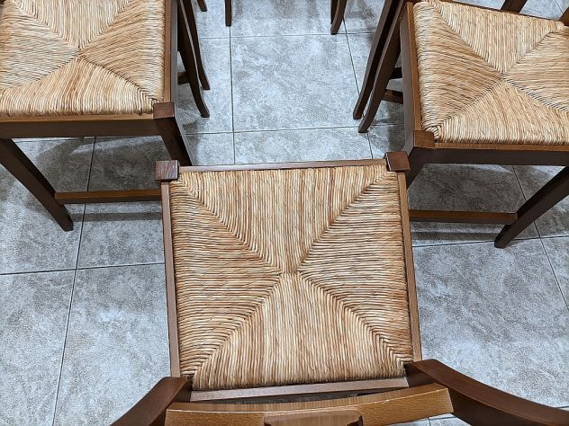 Sedia classica da cucina in legno seduta in paglia - Foto 3