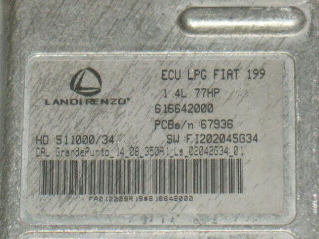 616642000 ECU LANDI RENZO G PUNTO 199 1.4 LPG GPL 616642000 SW FI202049G34 - Foto 4