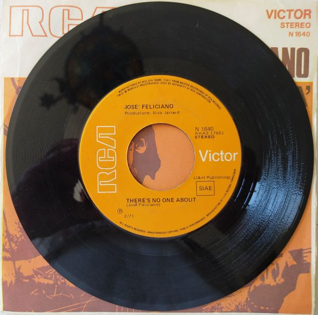 Josè Feliciano -Che Sarà-There's No One About-45rpm-1971 - Foto 3