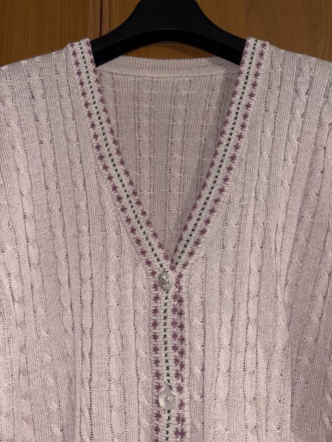 CARDIGAN/MAGLIONE LEGGERO DA DONNA,VINTAGE ANNI ‘80 O ‘90,IN COTONE,ROSA E VIOLA - Foto 2