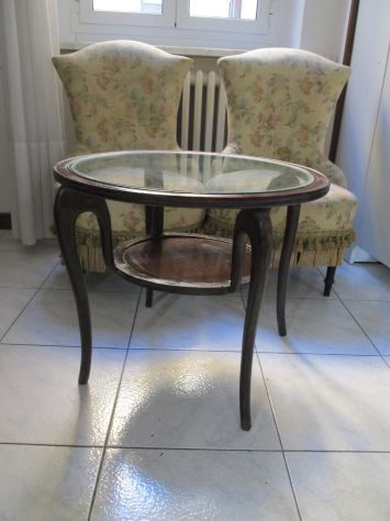 PRIVATO VENDE COPPIA DI POLTRONCINE "NONNINE" CON TAVOLINO IN LEGNO E CRISTALLO - Foto 4