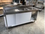 LAVANDINO NUOVO IN ACCIAIO INOX 2 VASCHE Dim. 180 x 60
