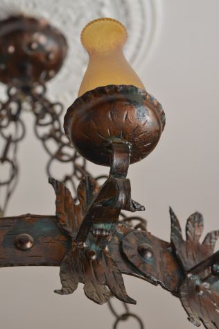 Magnifico Lampadario Antico in Bronzo – Stile Medievale/Rinascimentale - Foto 5