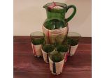 Set caraffa vintage da 2 litri con 5 bicchieri, in vetro soffiato