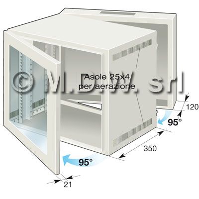 Contenitore rack da parete doppia sezione 15 U profondo 500 mm