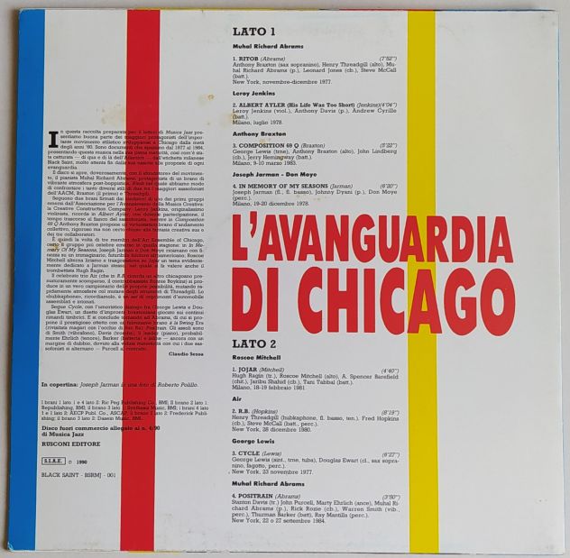 AVANGUARDIA di CHICAGO-Registrazioni anni 70 e 80-Ed Rusconi Musica Jazz-LP-1990 - Foto 2