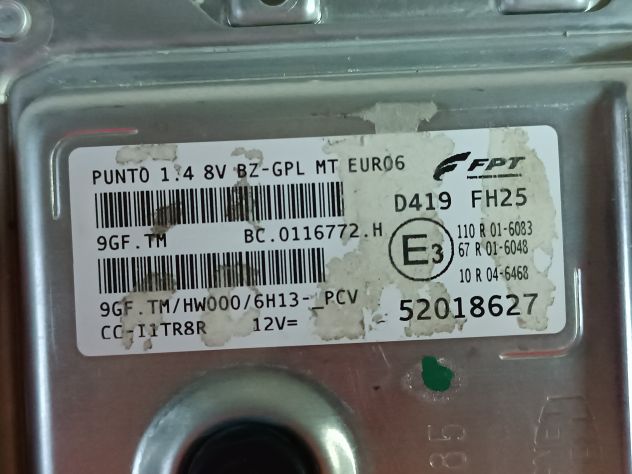 Fiat grande punto evo 1.4 8v centralina motore 52018627 - Foto 3