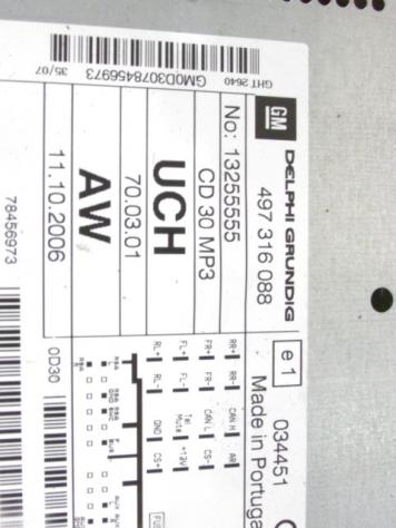 13255555 AUTORADIO OPEL ASTRA H SW 1.7 D 74KW 5M 5P (2007) RICAMBIO USATO ( NON FORNIAMO CODICE AUTORADIO , SOLO NUMERO TELAIO VEICOLO ) - Foto 3