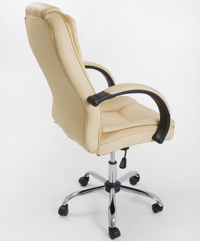 POLTRONA UFFICIO ERGONOMICA GIREVOLE IN ECOPELLE BEIGE - DIREZIONALE MODELLO COVER - NUOVA - Foto 5