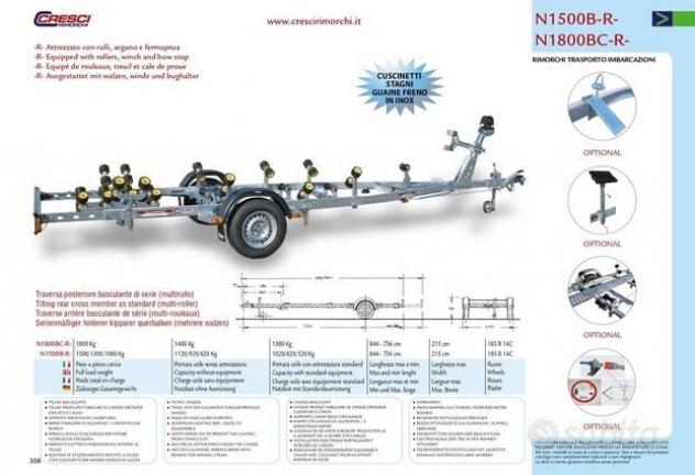 Rimorchio trasporto imbarcazioni Cresci N1500BR N1800BCR