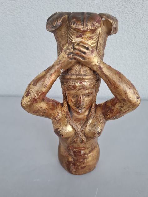 Antico busto Cariatide in legno dorato