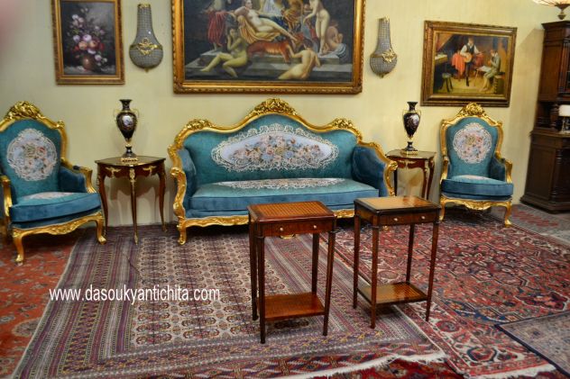 Coppia di tavolini-comodini stile Luigi XVI a scacchiera - Foto 9