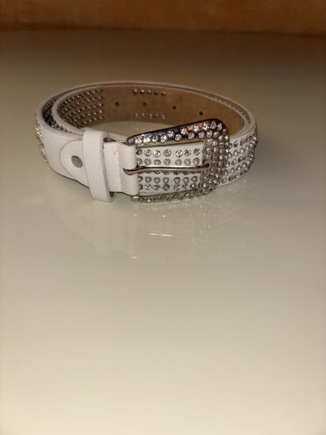 BELLA CINTURA PARTICOLARE IN OTTIME CONDIZIONI DA DONNA CON STRASS E PERLE BIANC - Foto 3