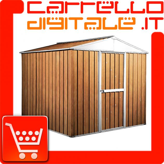 Box in Acciaio Zincato Casetta da Giardino in Lamiera 2.75 x 1.75 m x h2.12 m - 87 KG – 4.81 metri quadri - LEGNO