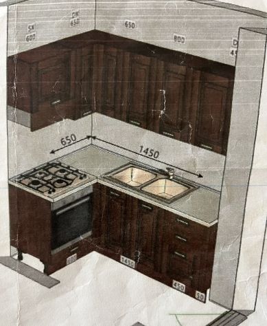 Cucina ad angolo 125x190cm Lube Creo Kitchens ante in Noce modello Oprah - Foto 10