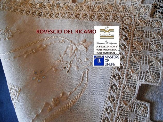 TOVAGLIE TOVAGLIETTE LINO RICAMO A MANO 4 modelli - Foto 9