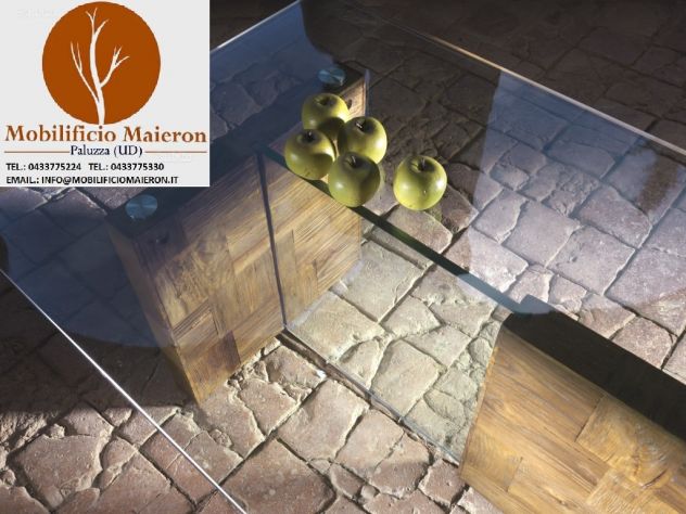 Mobili Rustici Pisa In Legno Vecchio Tavolino Legno Vetro - Foto 2