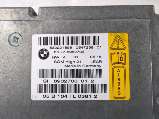 65776963024 KIT AIRBAG BMW SERIE 5 525D E61 SW 2.5 D 130KW AUT 5P (2005) RICAMBIO USATO CON CENTRALINA AIRBAG, AIRBAG PASSEGGERO, AIRBAG VOLANTE, PRET - Foto 6