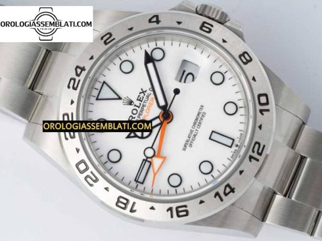Rolex Replica EXPLORER II 42MM 216570 NERO 904L SS 1:1 BEST EDITION QUADRANTE BIANCO SUL BRACCIALE 3285 V4 - Foto 3