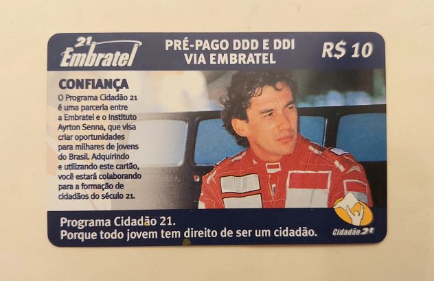 Scheda telefonica Pre Pago Embratel R$ 10 Ayrton Senna perfetta