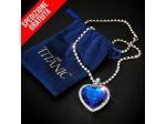 GIOIELLI TITANIC SET COLLANA + ORECCHINI + BRACCIALE CUORE BLU DELL'OCEANO