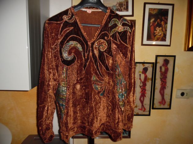 MAGLIETTA/CASACCA/TUNICA NUOVA UNISEX VINTAGE MADE IN ITALY MARCA"CARRO"HIPPYE I - Foto 2