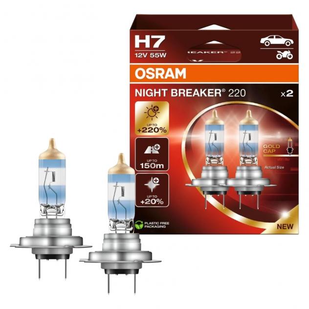OSRAM NIGHT BREAKER 220 H7 Lampada Alogena Auto +220% Luminosità