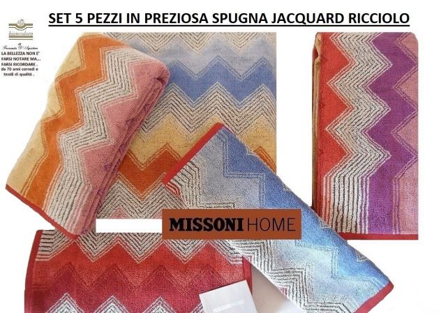 MISSONI set spugne asciugamani completi bagno 5 pezzi 3 modelli - Foto 4