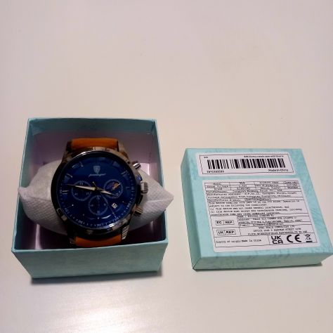 Orologio da Uomo Elegante in Oro Rosa con Quadrante Blu, Impermeabile.