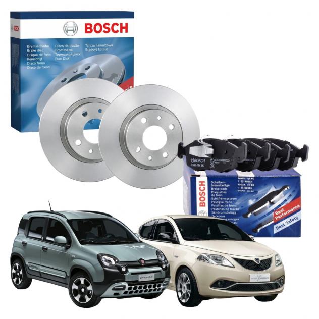 Dischi e Pastiglie Freno Anteriori Bosch per Fiat Panda e Lancia Ypsilon