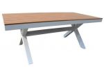 Tavolo Cuneo Con Struttura In Alluminio Bianco Con Piano In Resin Wood