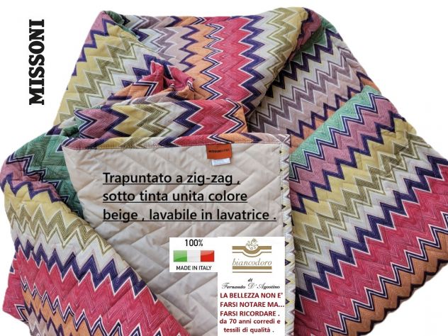 MISSONI coperta copriletto quilt matrimoniale cm. 270 x 260 - Foto 6