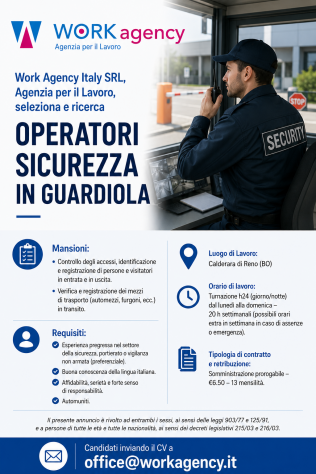 Operatori/Operatrici sicurezza in guardiola