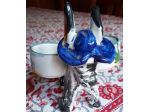asinello in ceramica con 2 portavasetti