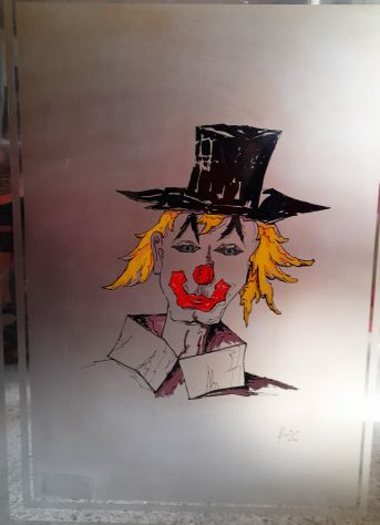 Incisione in  acciaio  Aloisi  il clown 56x76 - Foto 4