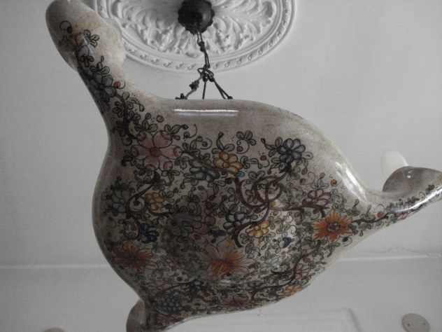 2 LAMPADARI IN VETRO DI MURANO COLORATI + 2 DI CERAMICA DIPINTA. - Foto 5