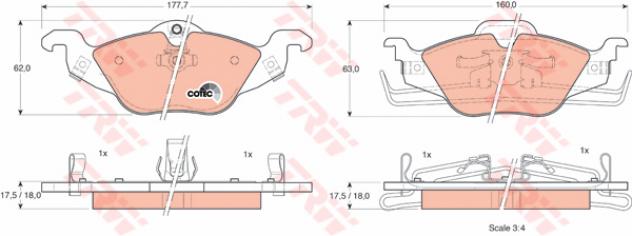 Trw Pattini Freno Opel Astra G T.T Con Abs (98-) 2.0 Gdb1351