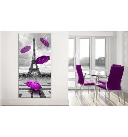 Quadro Ombrelli Viola A Parigi Cm. 60x120 - ARREDALACASA - Foto 2