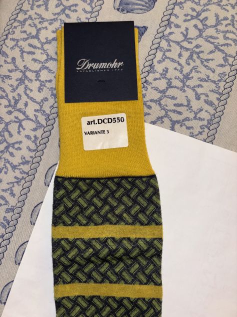CALZE NUOVE LUNGHE UOMO IN COTONE E SETA FIRMATE ORIGINALI DRUMOHR,MADE IN ITALY - Foto 2