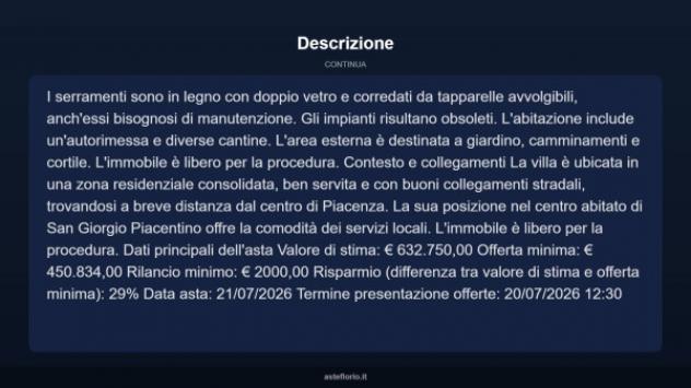 Immobile in asta di 612 m² con più di 5 locali e box auto in vendita a San Giorgio Piacentino - Foto 14