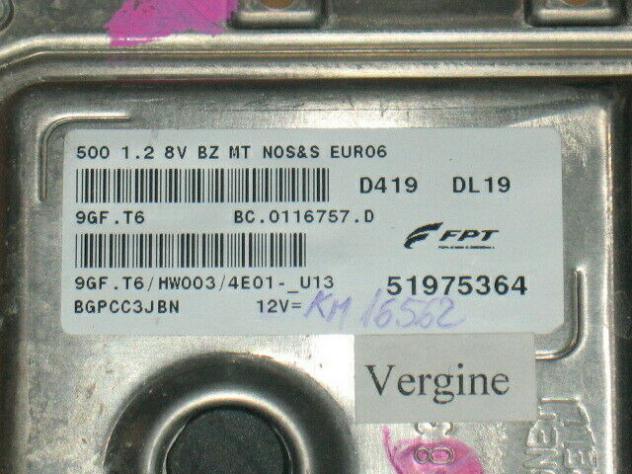 51975364 ECU CENREALINA FIAT 500 FPT 1.2 BENZINA 51975364 9gf.t6 hw003 - Foto 2