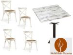 Set Cod218 Sedie Tavoli 80x80 Arredamento Bar Ristorante Shabby Nuove Non Usate