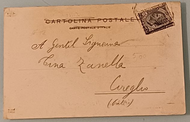 Cartolina d'epoca 1908 "viaggiata" che mostra Piazza Bernardini a Lucca. - Foto 2