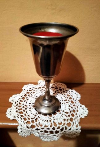 CALICE ANTICATO CON CANDELA ROSSA FUSA ALL'INTERNO ***NUOVO***