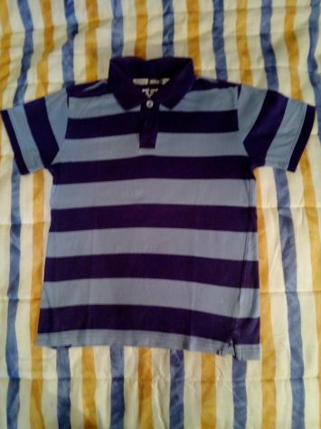 Polo cotone a righe navy/azzurro anni 9/10