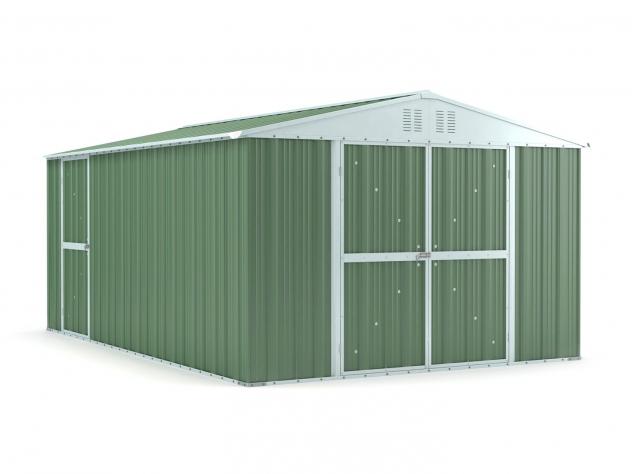 Box in Acciaio Zincato Casetta da Giardino in Lamiera 3.27 x 4.59 m x h2.17 m - 201 KG – 15,01 metri quadri – VERDE - Foto 2