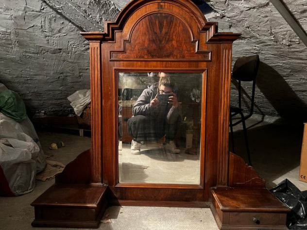 SPECCHIERA ANTICA CON CASSETTINI, IN LEGNO - Foto 7