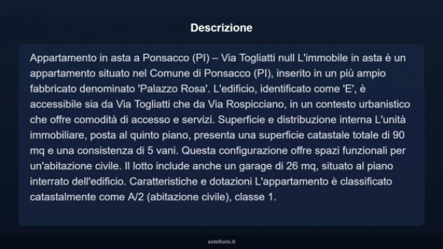 Immobile in asta di 90 m², box auto in vendita a Ponsacco - Foto 4