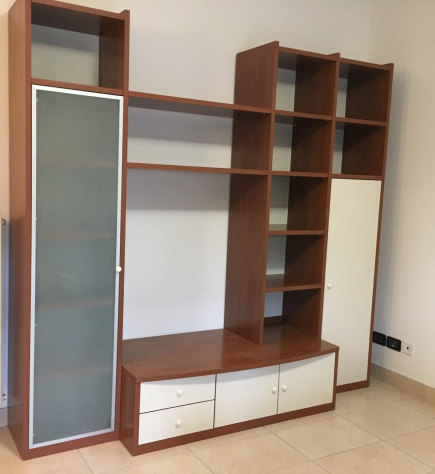 libreria e mobile TV con cassetti e mensole