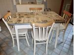 Tavolo con cassetto+4 sedie anni '50, restauro e decoro a mano Shabby Style